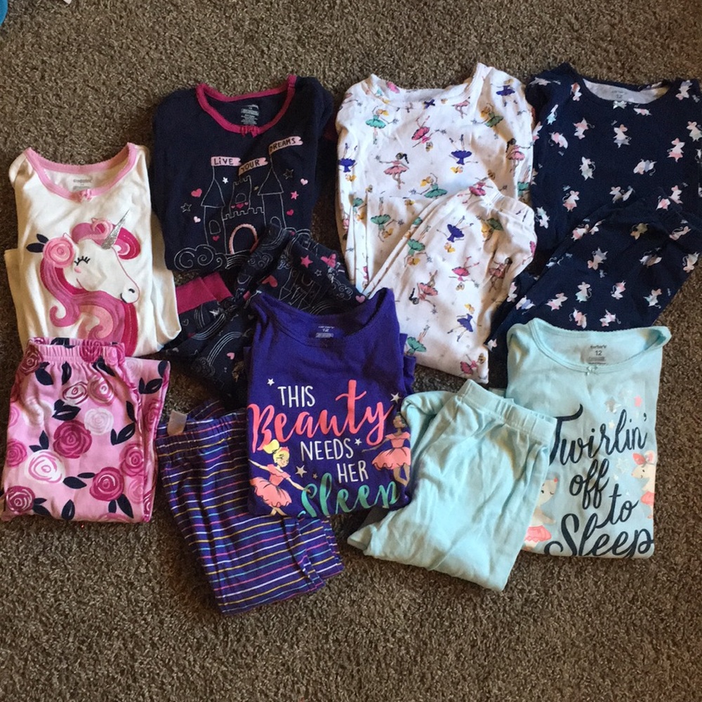 Carters Gymboree girls sz 12 pajamas pjs 6 pairs